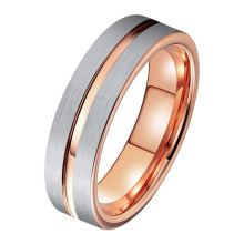 Moda de 6 mm/8mm de tungstênio anel de jóias de ouro rosa